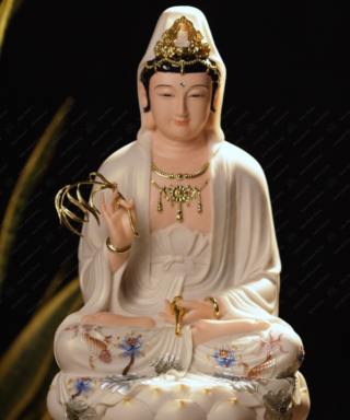 Ta Bà Tam Thánh Trắng Đế Xanh - 40cm